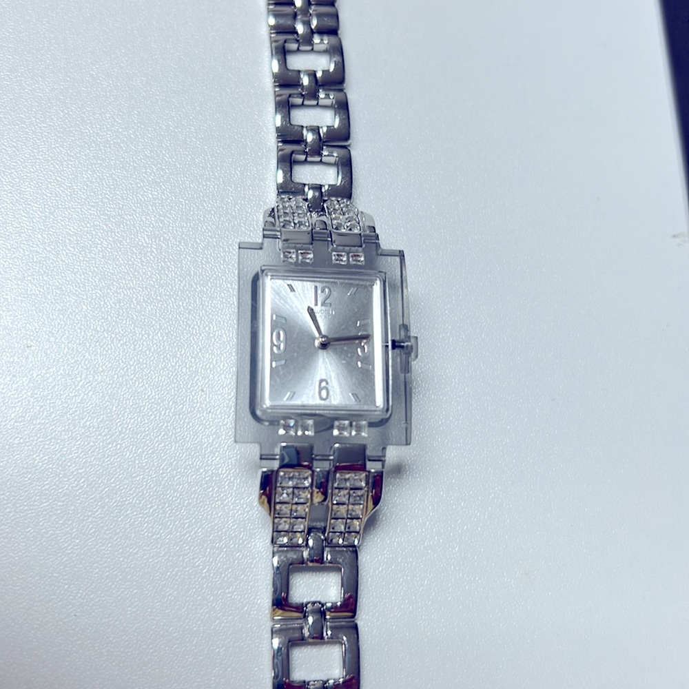 Swatch Silver Rhinestone Rectangular Watch - Picture 2 of 3